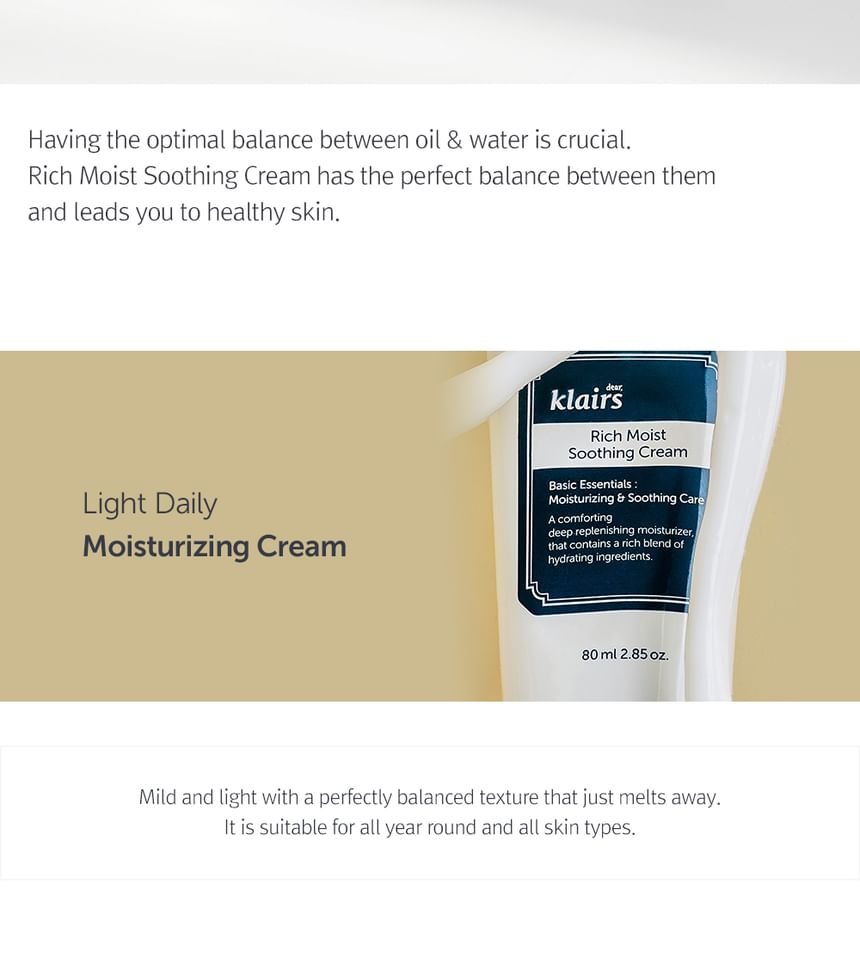 Beste Klairs - Rich Moist Soothing Cream JUMBO (Renewal)