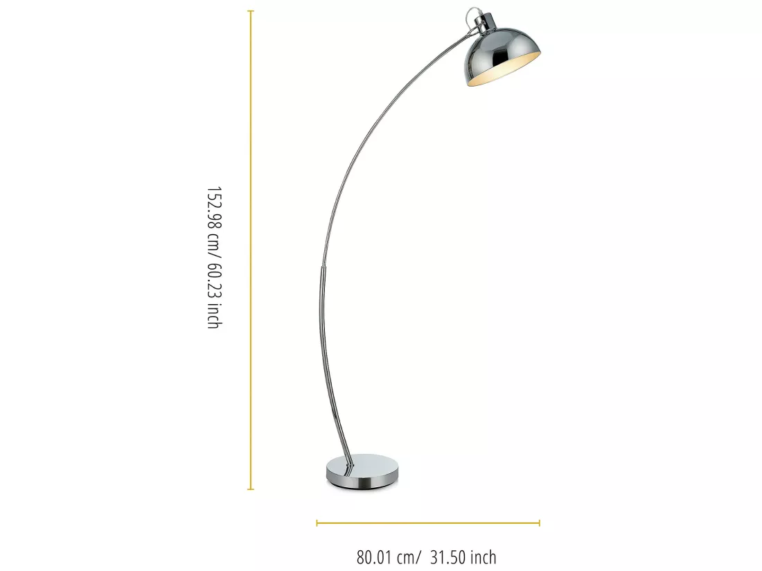 Lampadaire Arco métal arc lampe de salon sur pied arc intérieur chrome