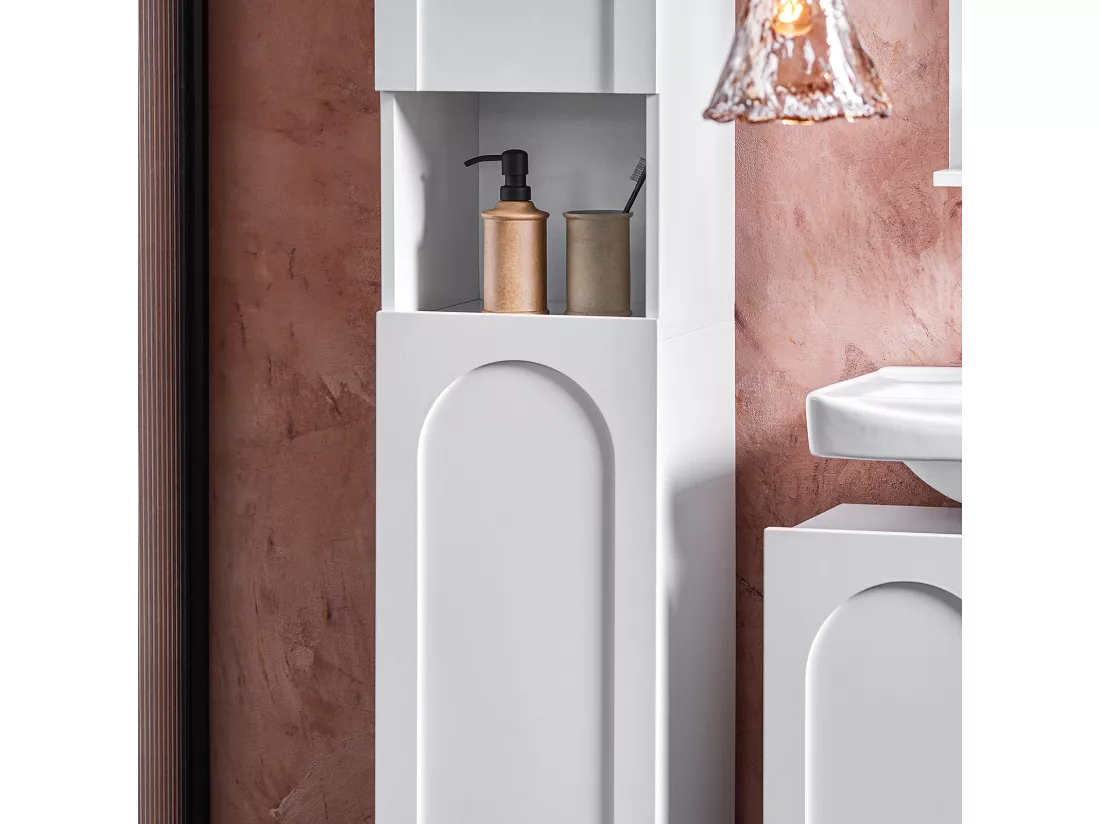 SoBuy Meuble Colonne, Armoire Haute de Salle de Bain, Meuble de Rangement Étroit avec 2 Portes Étagères Réglables, Compartiments, 30 x 30 x 160 cm, Blanc, BZR163-W