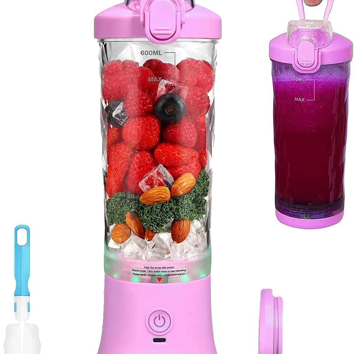 Blender électrique Smoothie 0,6L 240W avec USB-C rechargeable violet V