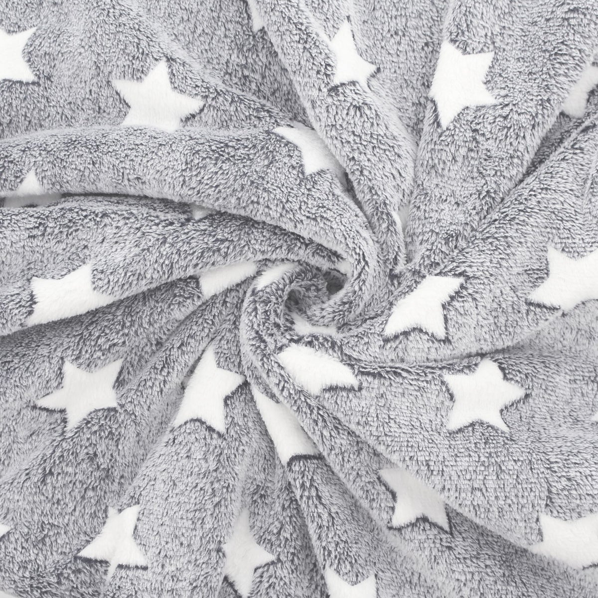 FRANK FLECHTWAREN | White-Stars knuffeldeken, POLYESTER, 128 x 152 cm