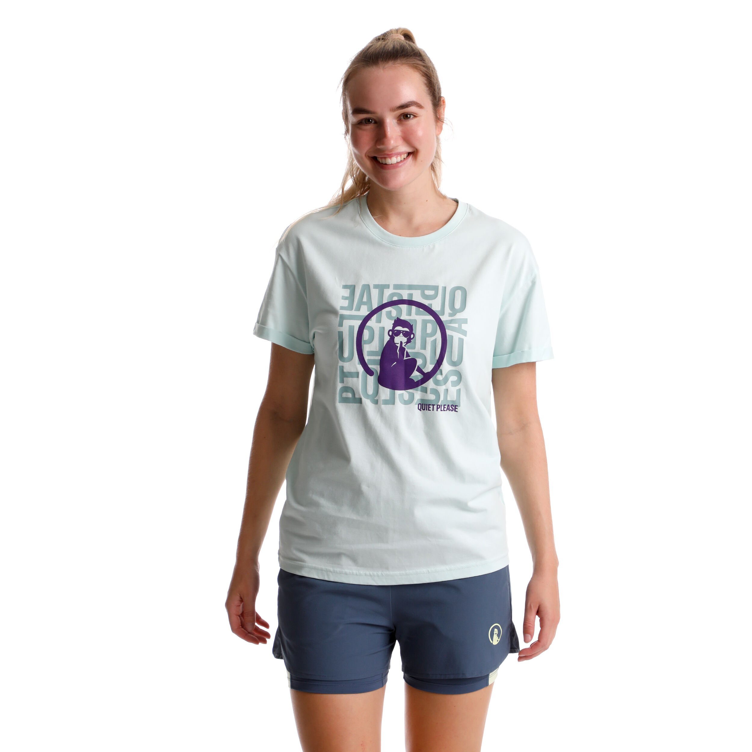 Quiet Please Perspectives Match Shorts Femmes - Bleu