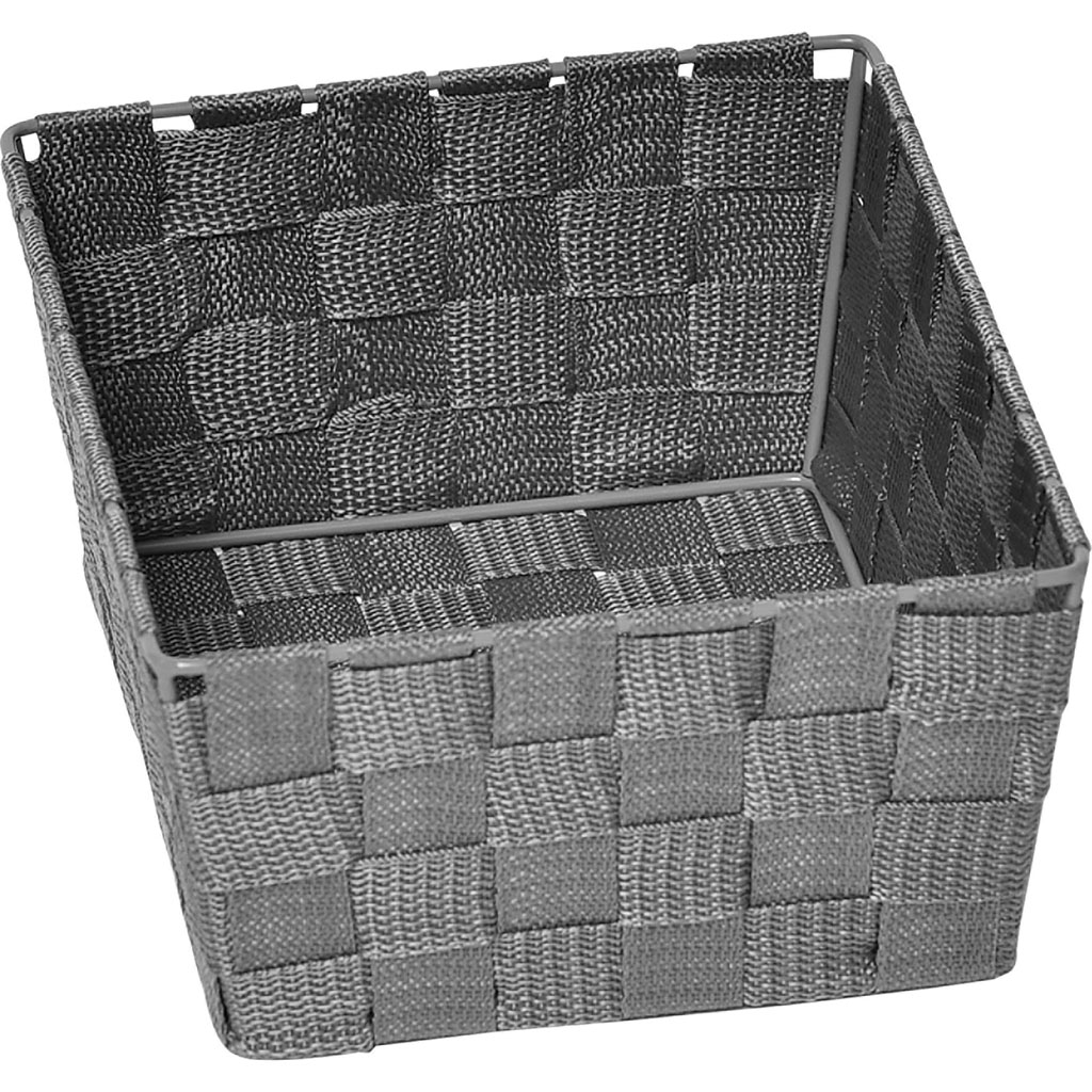 Panier tressé polyester gris 19.5x25cm