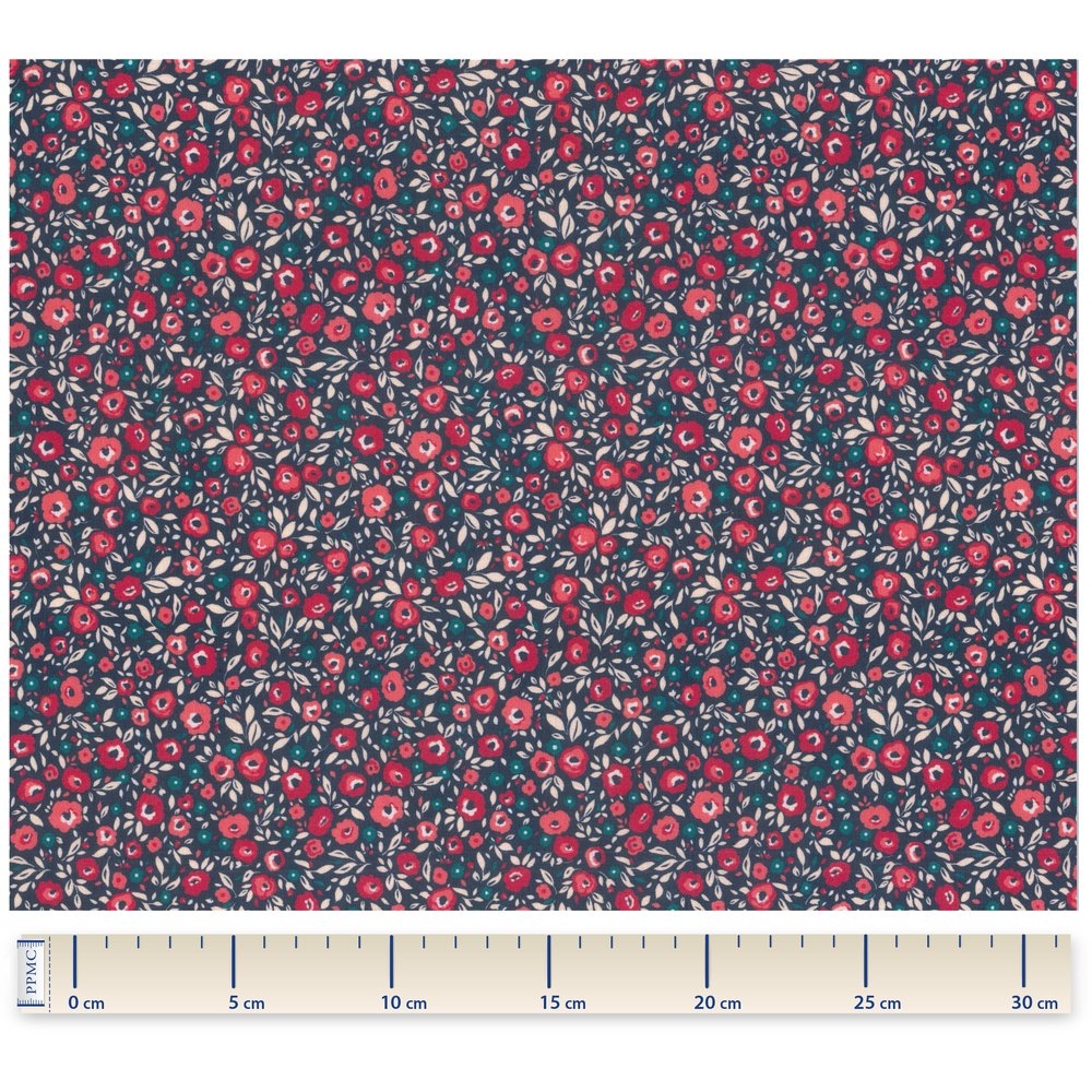 Tissu Voile Camelias Rubis