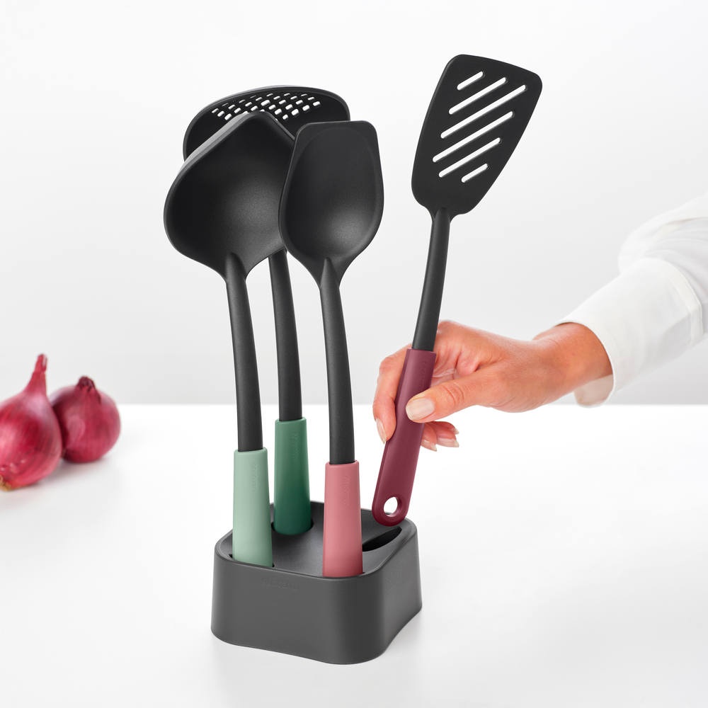Tasty  Kookgerei set, 4-delig plus houder - Mixed