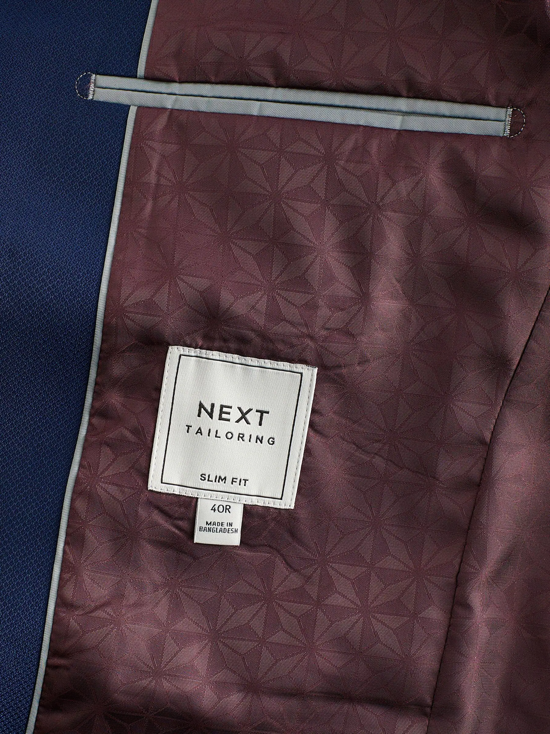 Helderblauw - Slim Fit - Kostuum met textuur: colbert