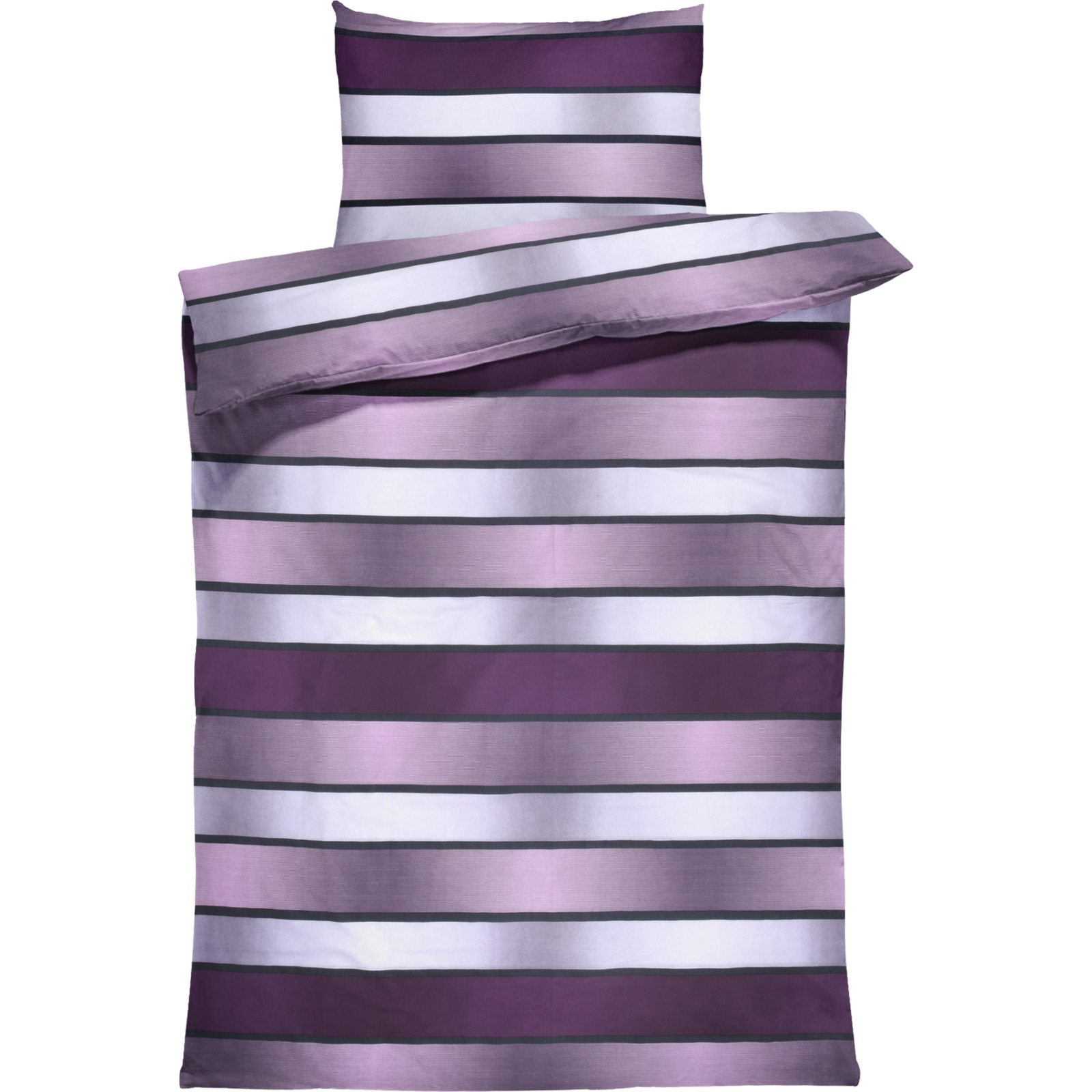 Bettwäsche Renforcé Stripes lila 160x210 65x100 Bettanzug Nord