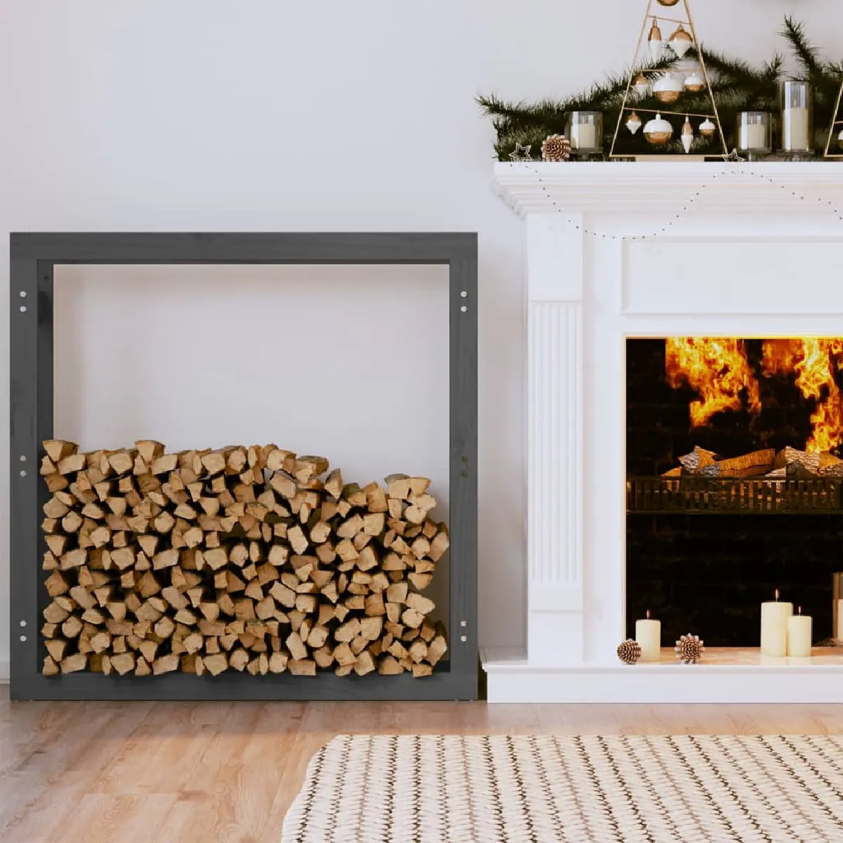 vidaXL Support bois de chauffage - Gris