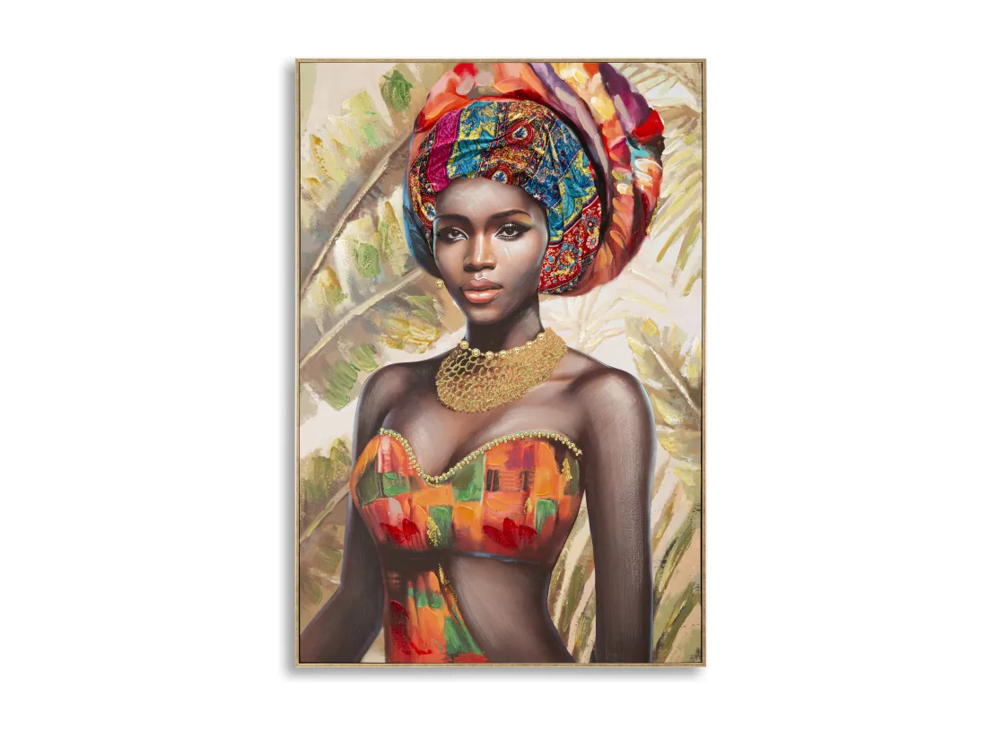 Peinture femme multicolore sur toile avec cadre 82x4,5x122 cm