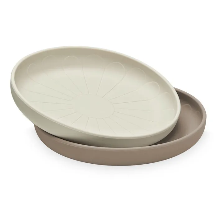 Cam Cam Assiette Flower en silicone - Set de 2 | Beige