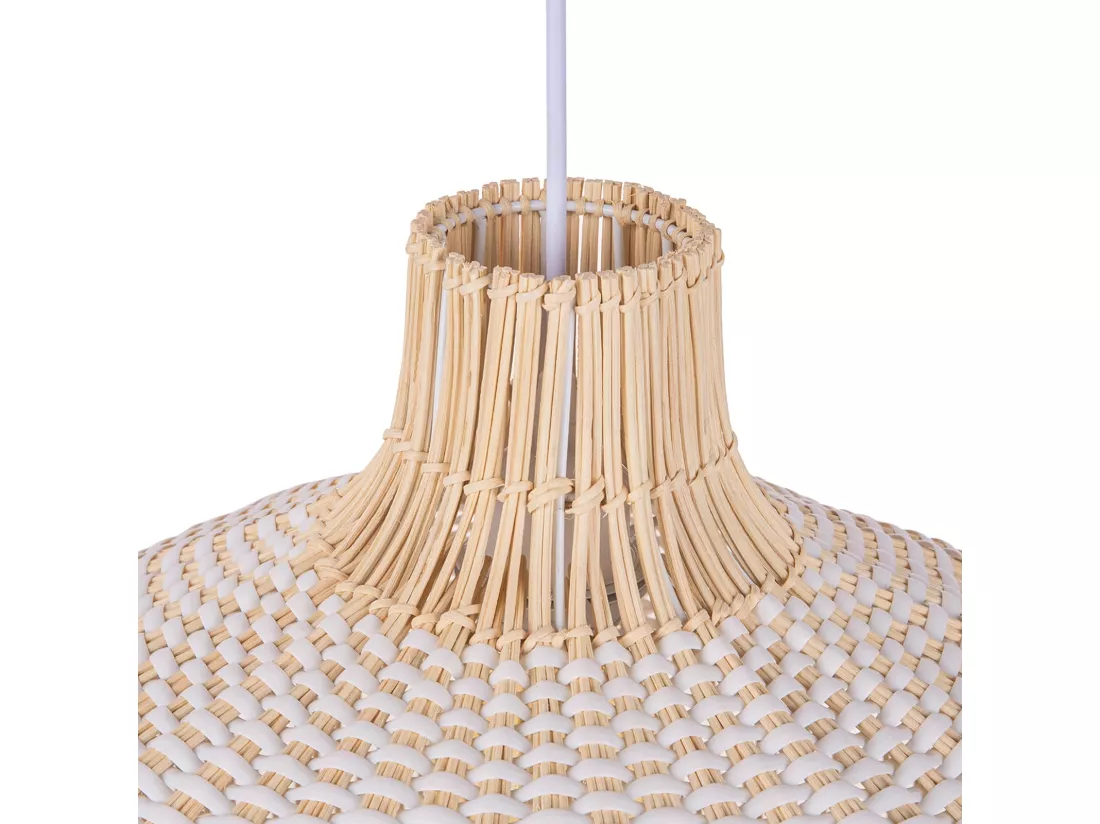 Luminaire suspension en rotin blanc d40 cm x h40 cm
