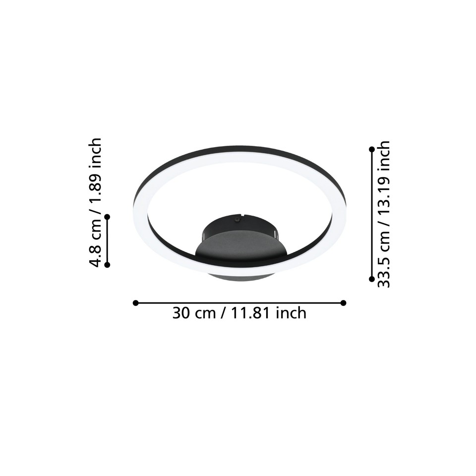 EGLO - Paranday-Z loftlampe cirkel sort 34x30 - TW - Zigbee, Bluetooth