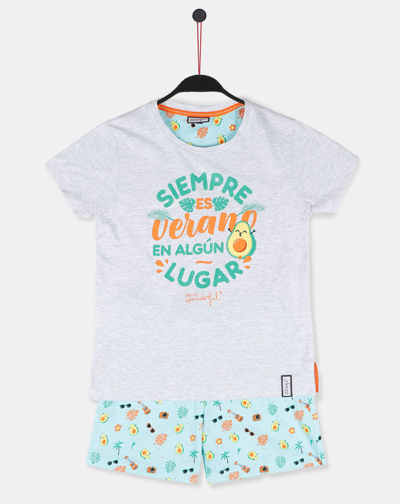 Mr Wonderful Pyjama Avocado gris/multicolore