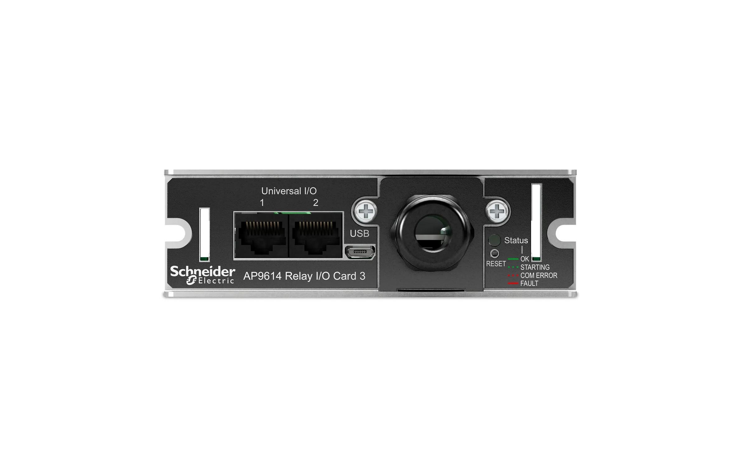 Management Card AP9614 Dry Contact I/O SmartSlot<br>Trockenkontakt, Managementoptionen, Trockenkontakt-E/A-Karte, Überwachung externer USV-Umweltsensoren, Ausgangsrelais und Eingangskontakte