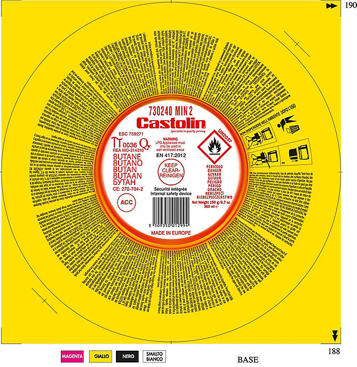 Cartouche de gaz butane Castolin 190g