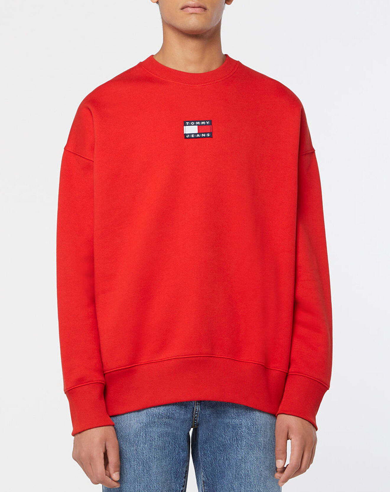 Tommy Jeans Sweat 100% Coton Bio Tjm Tommy Badge Crew rouge