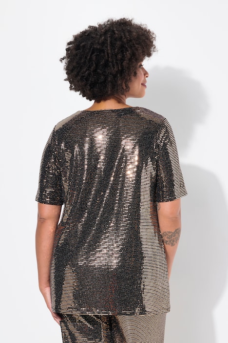 T-Shirt, A-Linie, Paillettenoptik