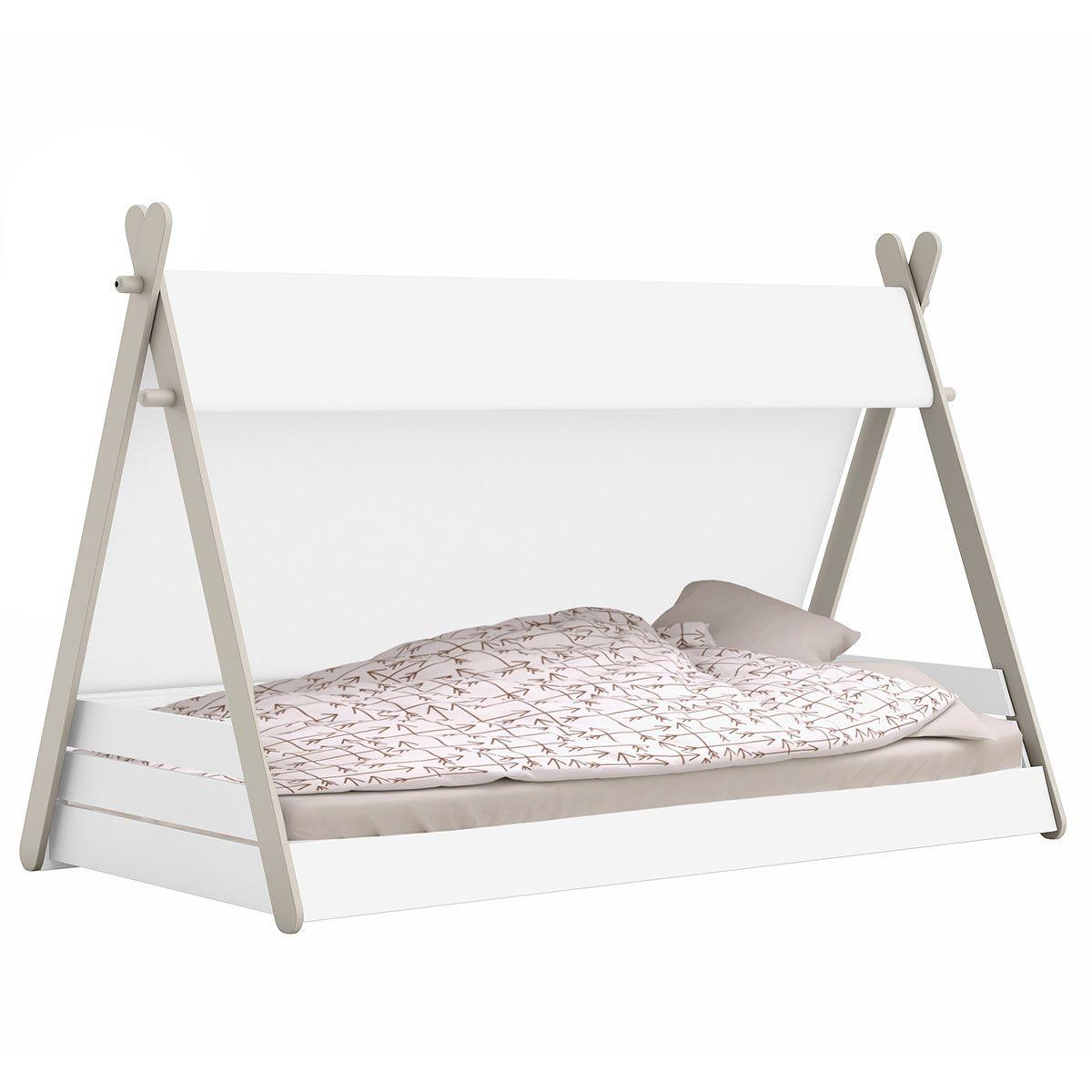 TOTEM LIT 90X200CM BLANC PERLE TAUPE