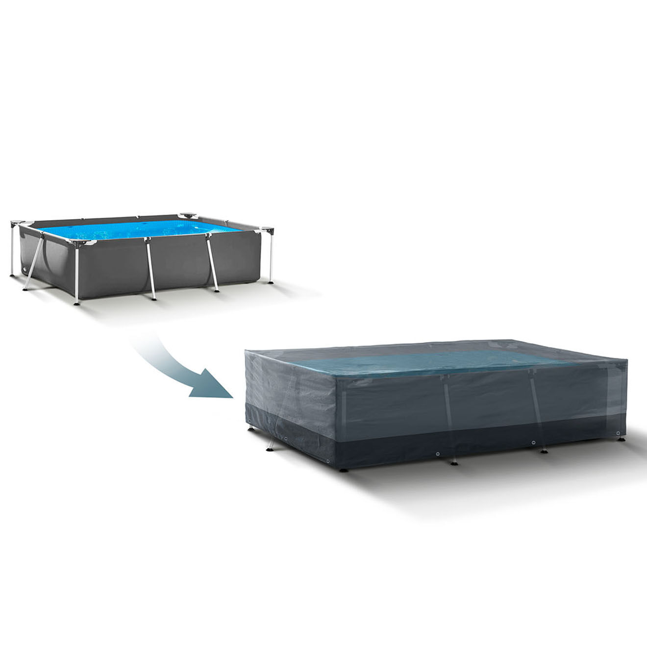 Pratik Garden Housse de protection pour piscine rectangulaire gris/noir -  310x210x70 cm