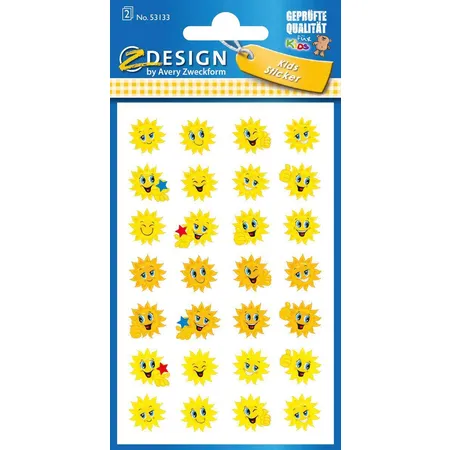Avery Zweckform Z-Design 53133, Papier Sticker, Sonne, 56 Aufkleber