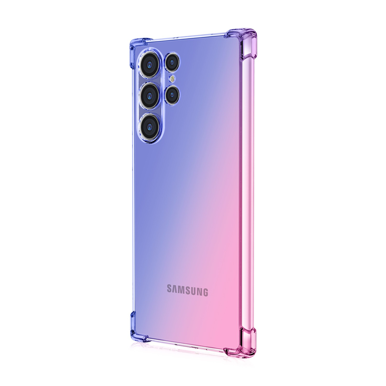 Samsung Galaxy S23 Ultra 5G Gummi Hülle Air Cushion Fallschutz mit Farbverlauf - Lila / Rosa