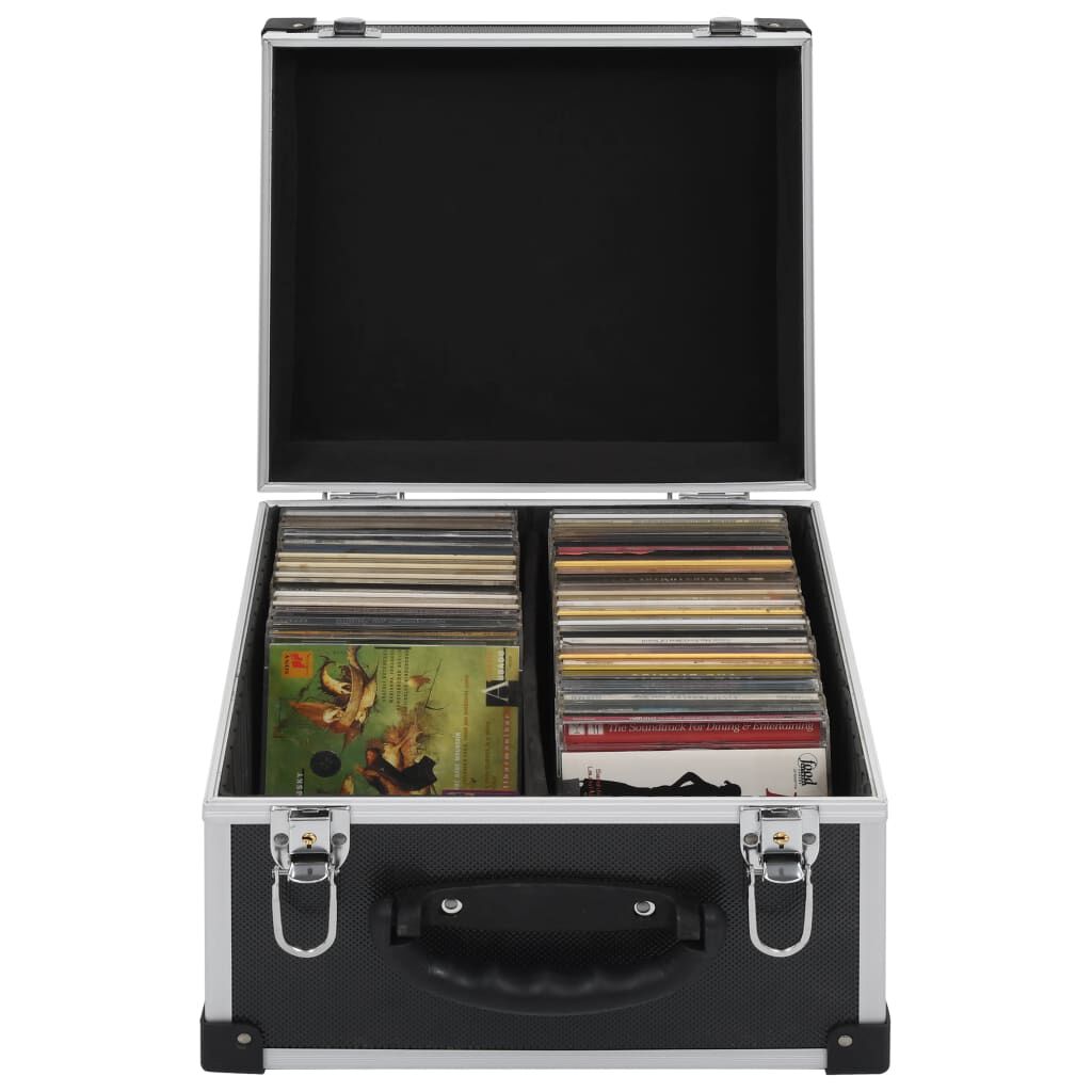 vidaXL 40-disc cd-hoes, aluminium, ABS, zwart