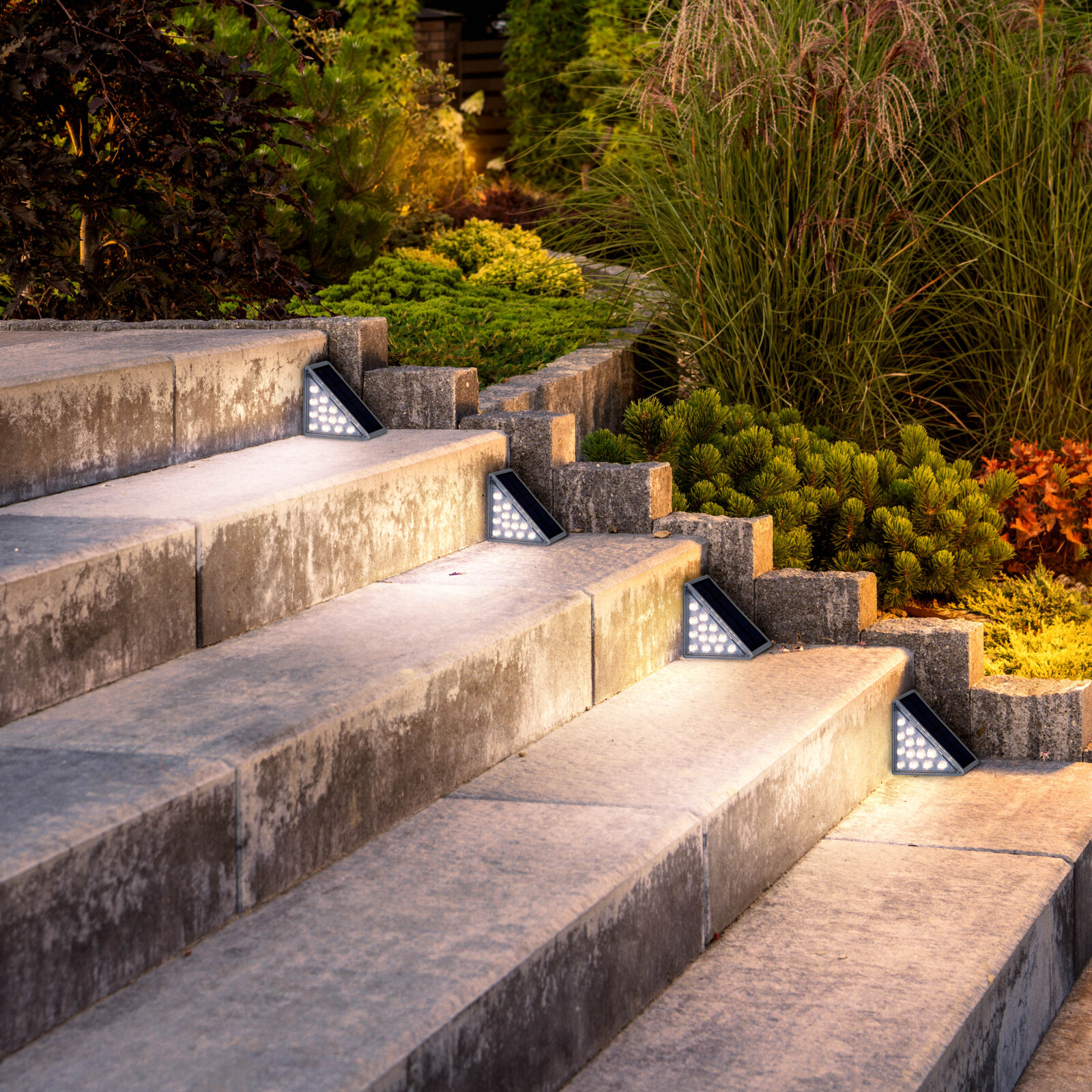 2er-Set LED-Solar-Treppenleuchte SCALA - grau