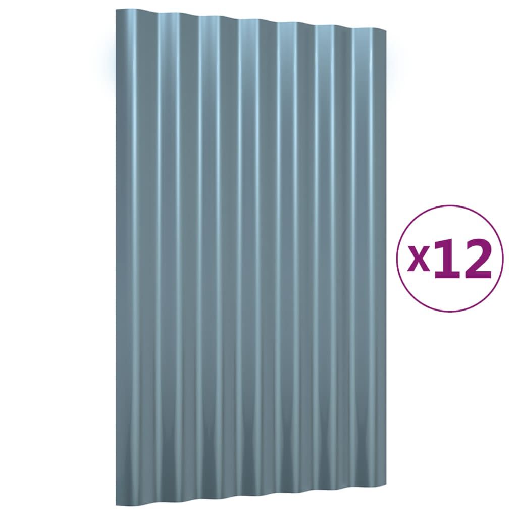 vidaXL Dakpanelen, 12 stuks, gegalvaniseerd staal, 60x36 cm
