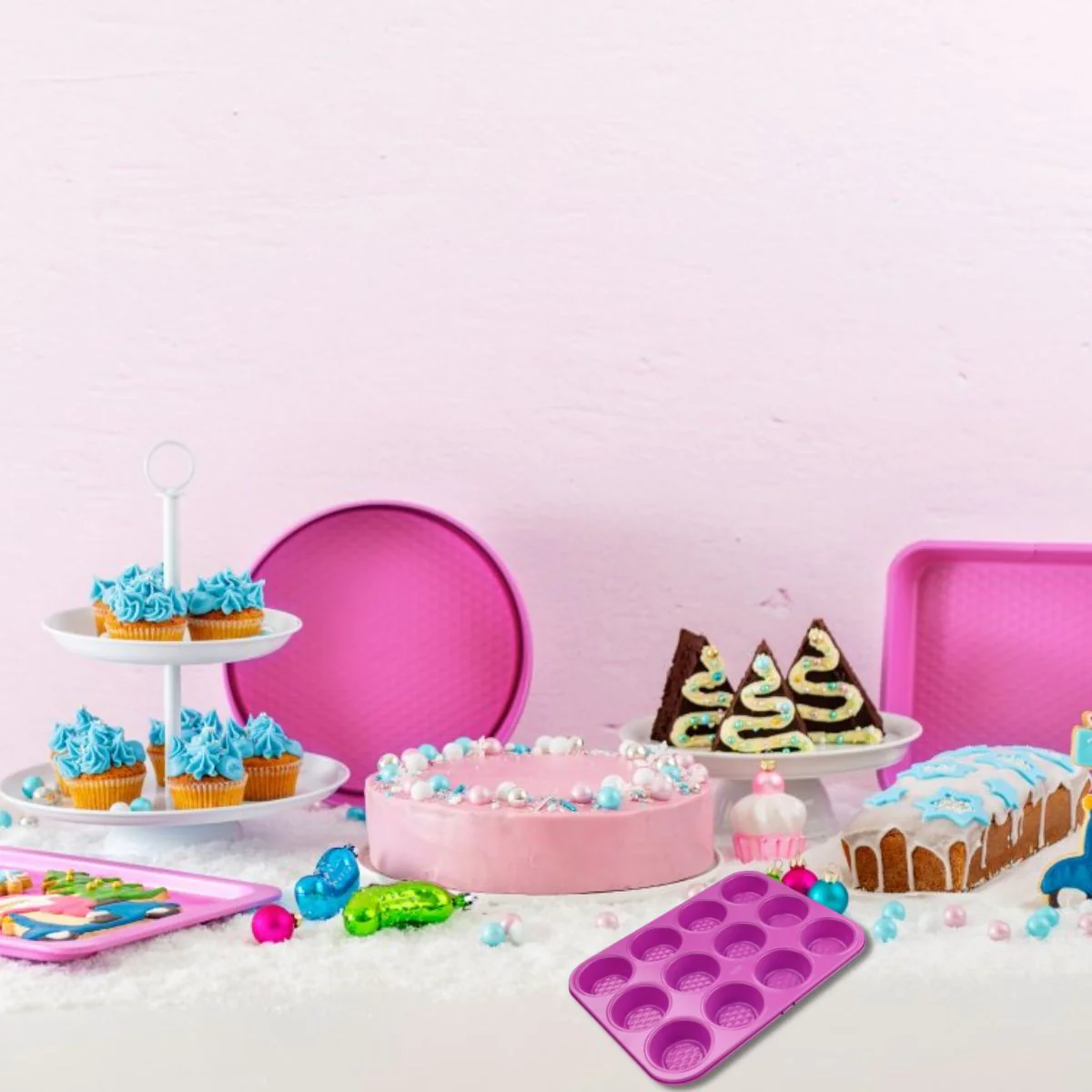 Ensemble de 4 moules fuchsia Pâtisserie Tasty