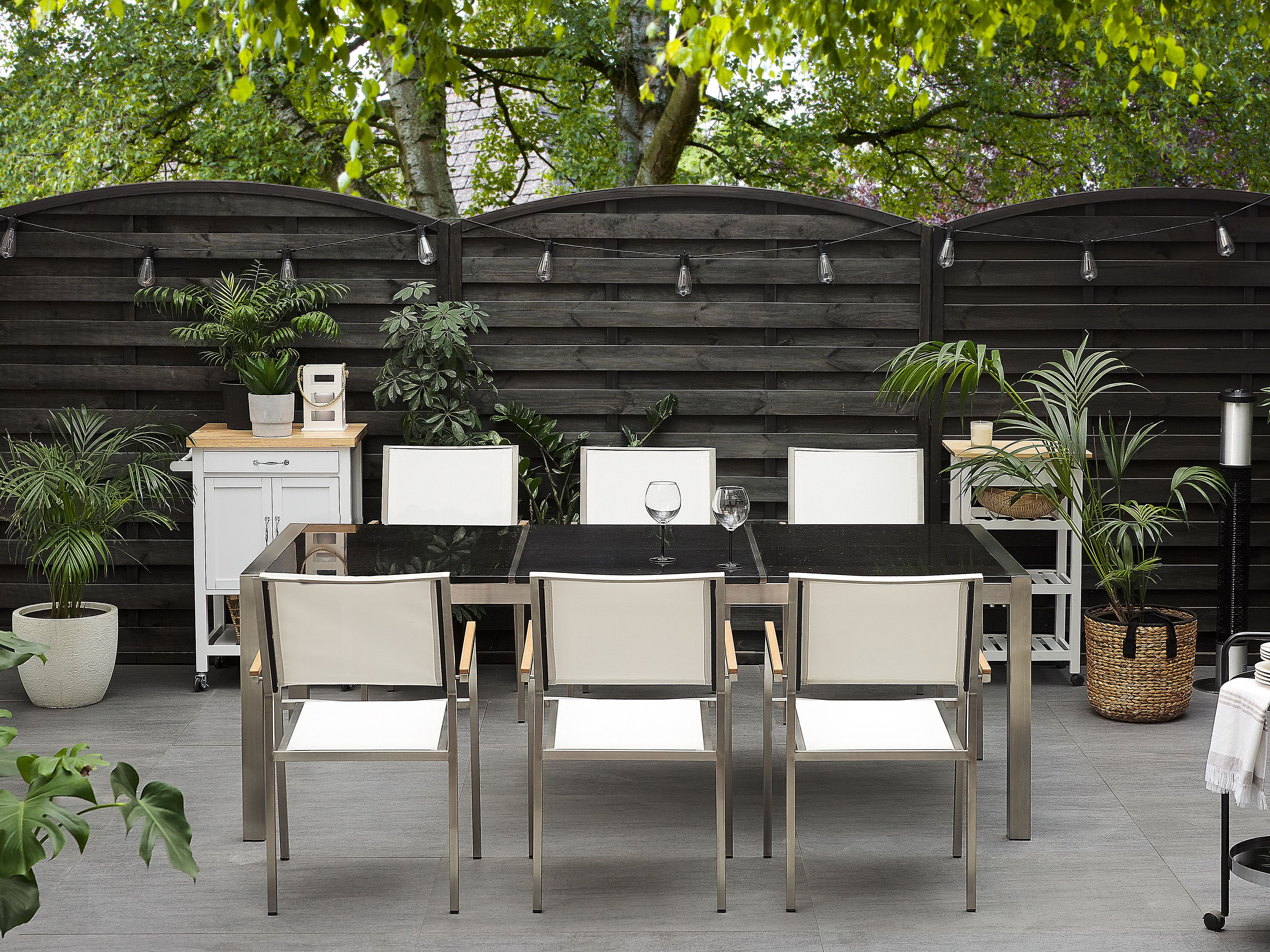 Tuin eettafel GROSSETO 220 cm 100 cm Gepolijst Graniet Grijs