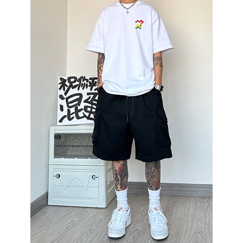 emeisa - Effen cargoshorts met trekkoordtaille