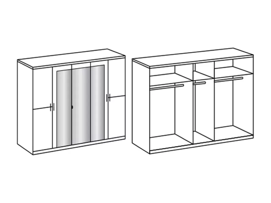 Chambre à coucher complète adulte (lit 140x200 cm + 2 chevets + armoire)