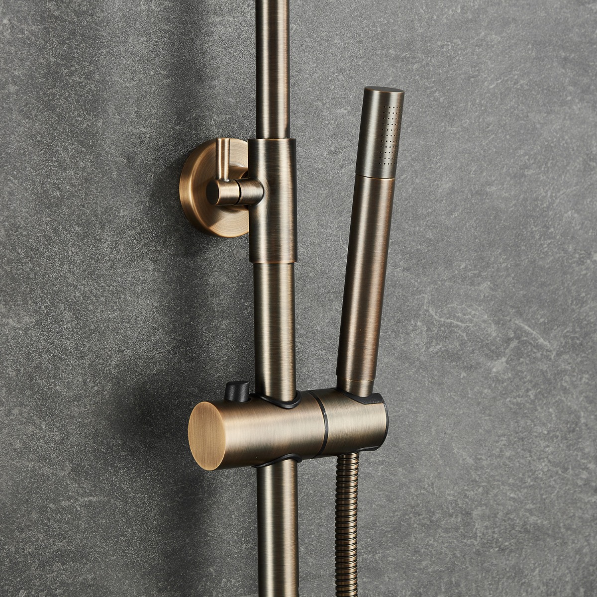 Saniclear Antique opbouw regendouche met 20cm hoofddouche en staafhanddouche verouderd messing