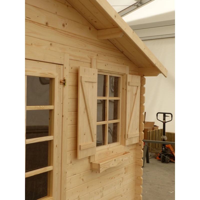 Abri de jardin en bois - 4x3 m - 20 m2 + terrasse avec balustrade et avant-toit en bois