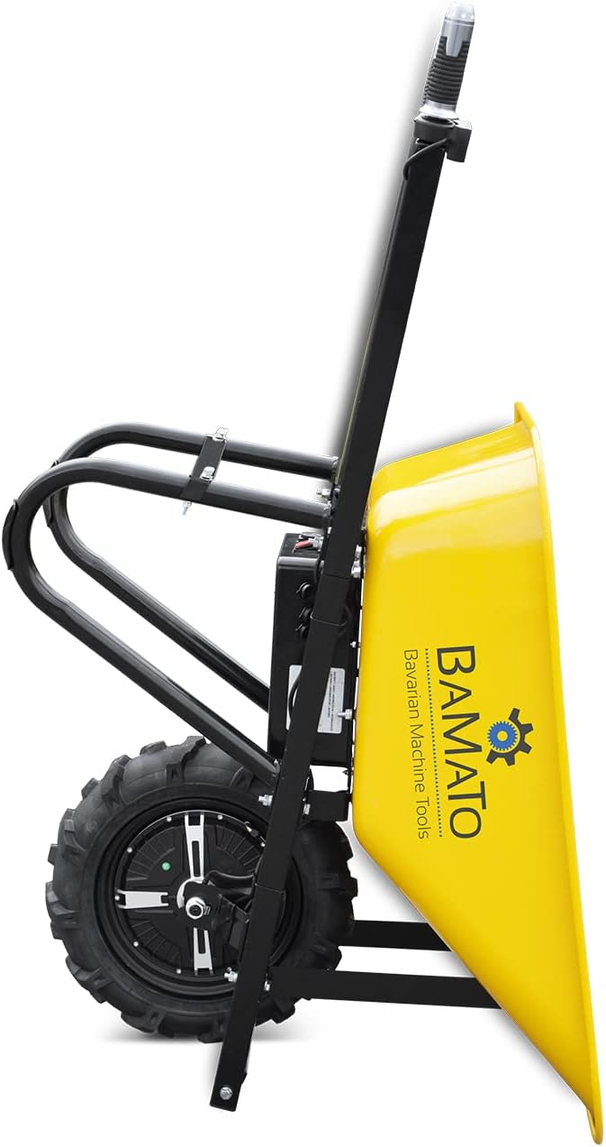 BAMATO elektrische Schubkarre MTR-150 | leistungsstarker 500W Elektromotor | Tragkraft 150 kg | Fassungsvermögen 75 Liter | Schubwagen Elektro