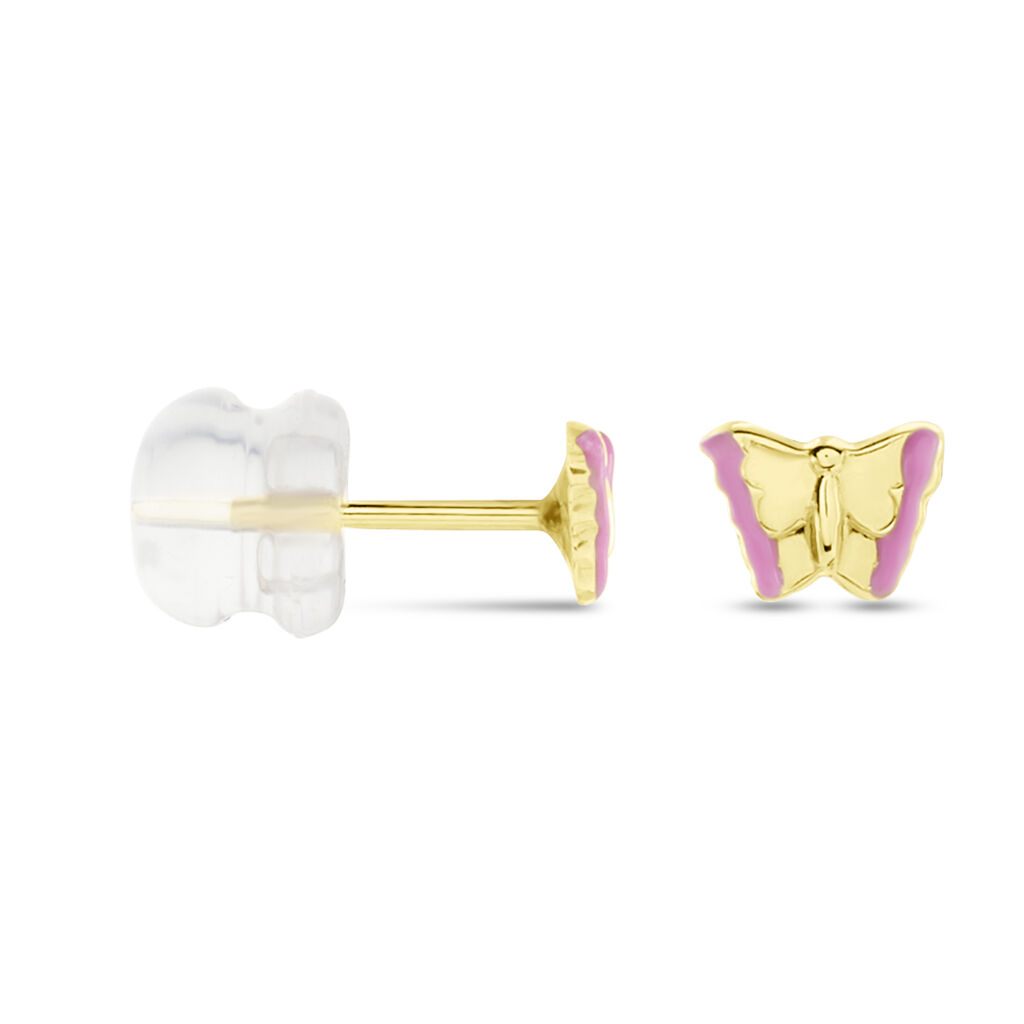 Boucles D'oreilles Puces Bartholomée Papillon Or Jaune