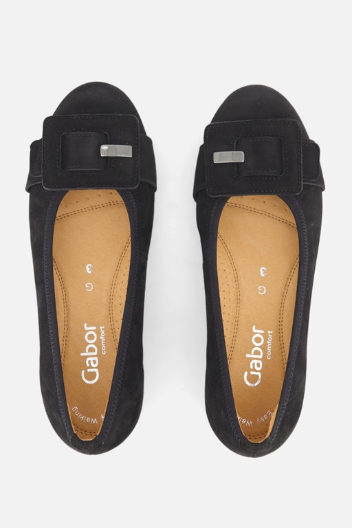 Gabor Wedge Instappers zwart Suede