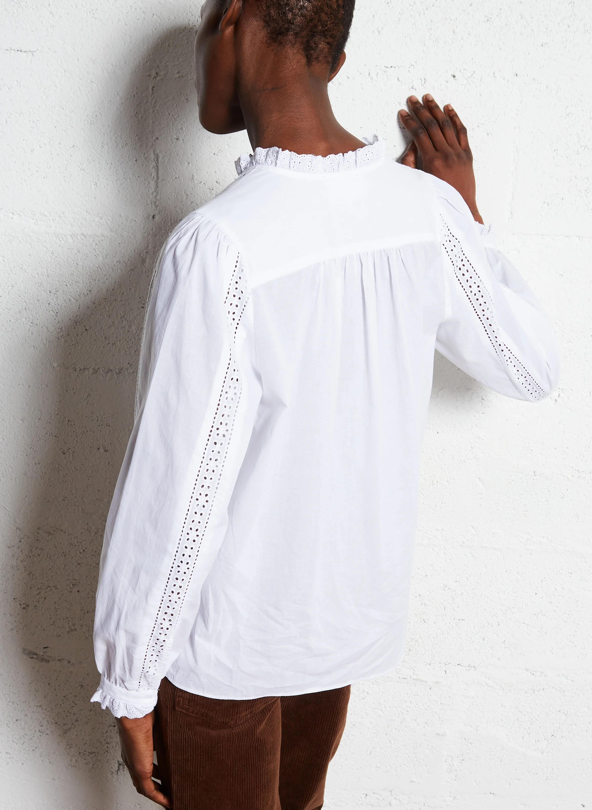 CABALINA - Chemise droite col rond en coton | Blanc