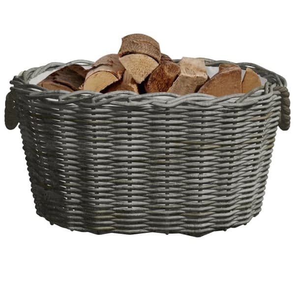 vidaXL Vedkurv med bærehåndtak 59x42x28 cm grå selje