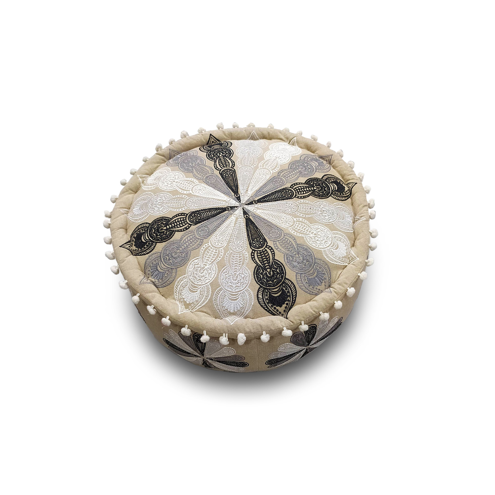 Pouf 'Du noir au blanc', beige, multicolor, Ø 40 cm, H 20 cm von fischer's lagerhaus