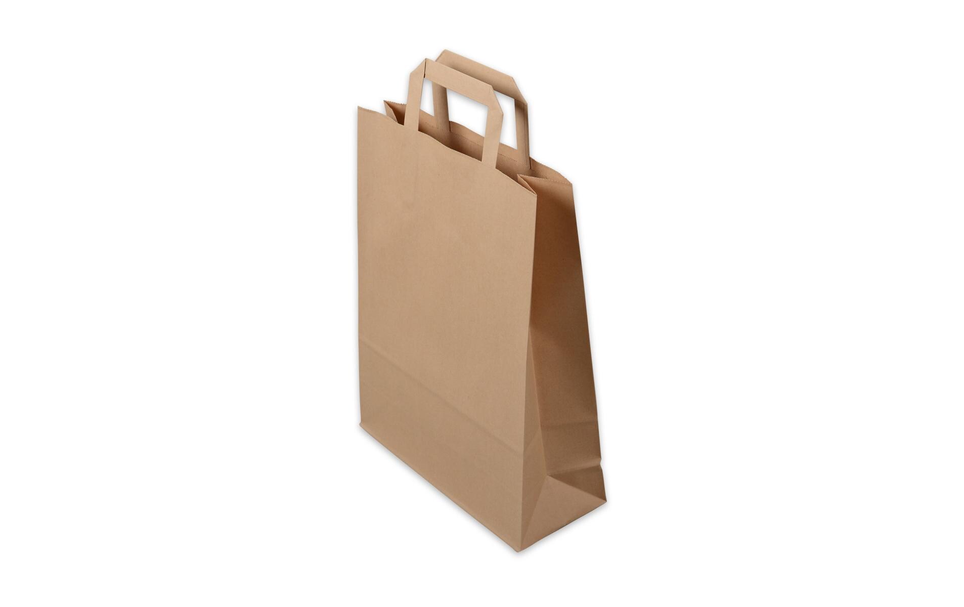 Geschenktüte mit Flachhenkel 26 x 10 x 33 cm 50 Stück, BraunPapiertasche