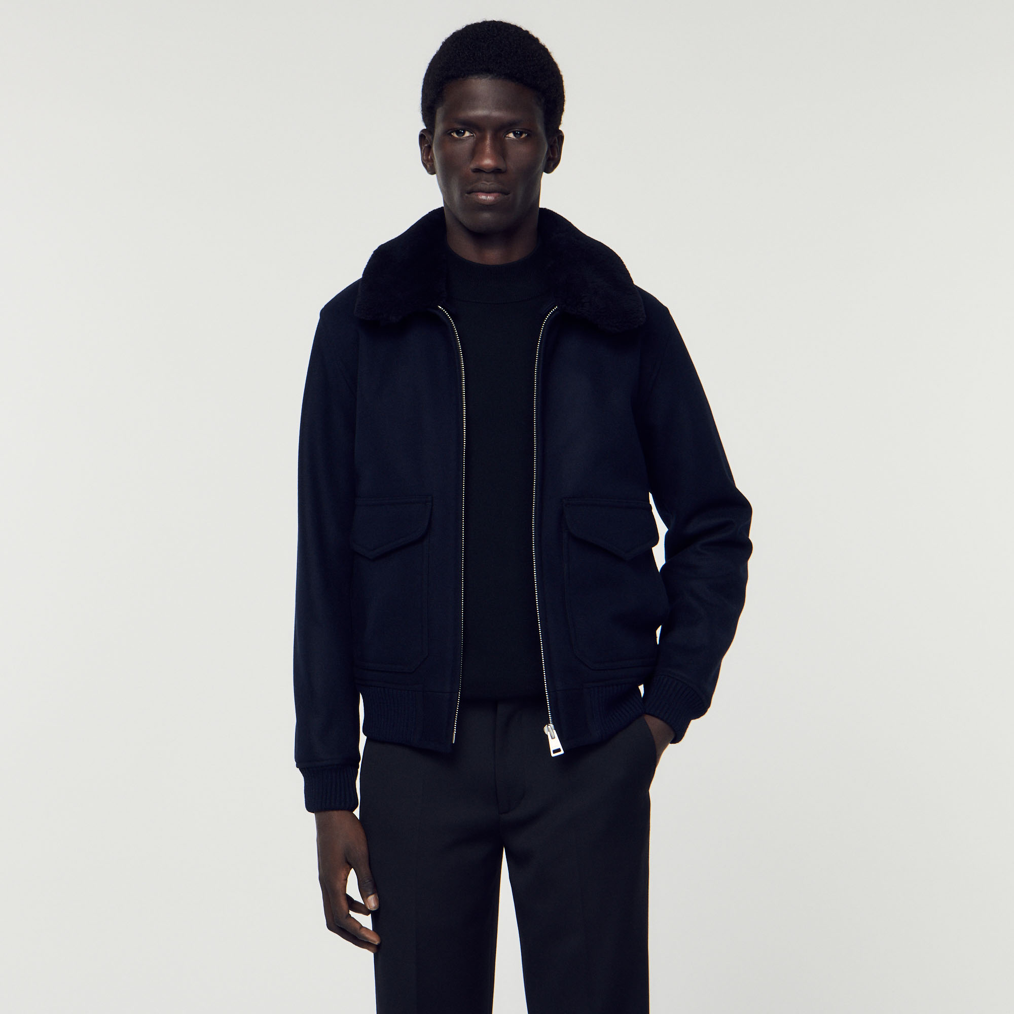 Blouson aviateur col mouton