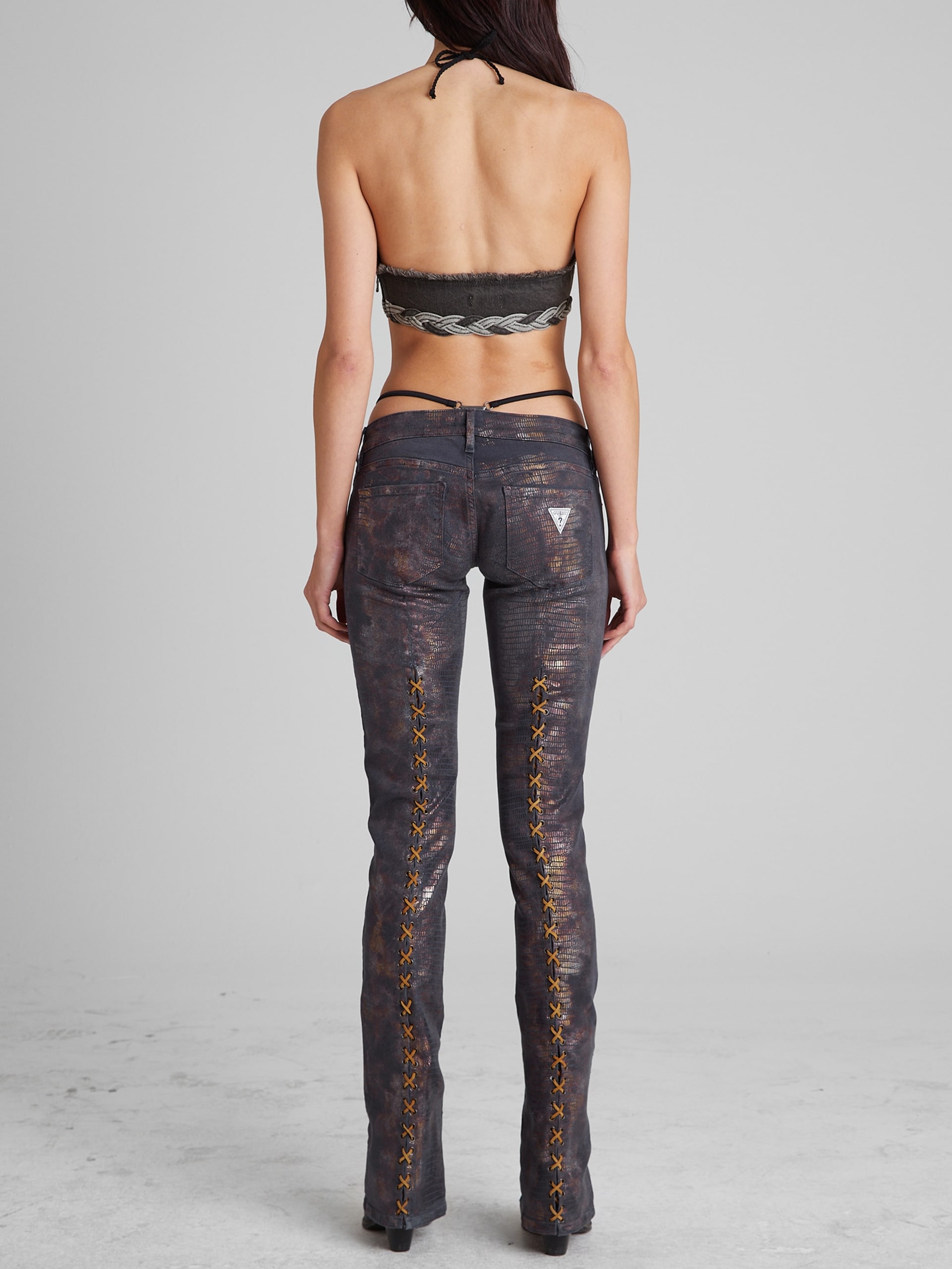 Top de sutiã jeans com amarração