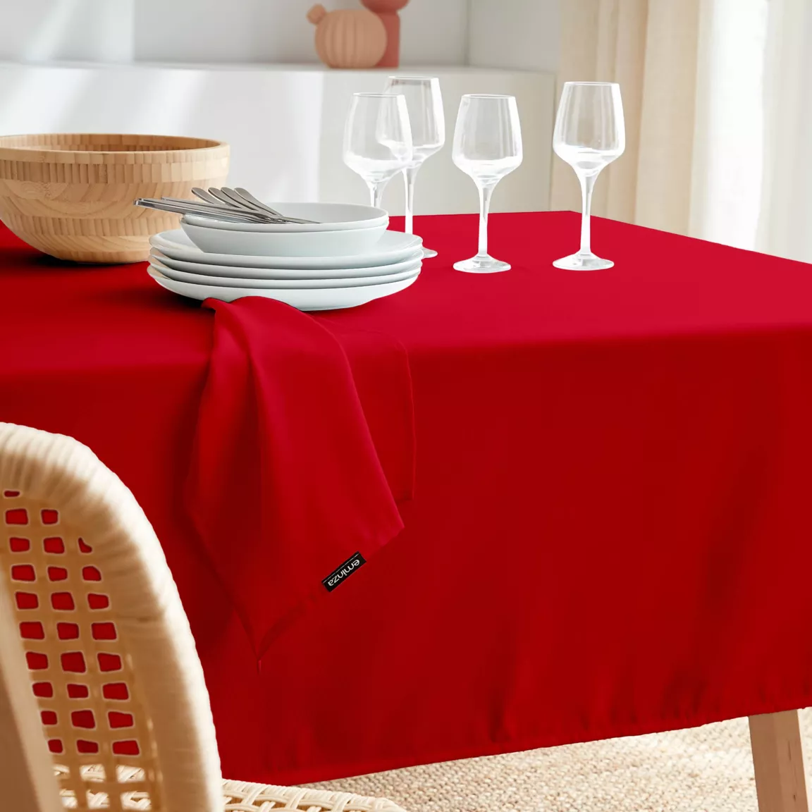 Nappe rectangulaire anti tache (140 x 300 cm) Elise Rouge