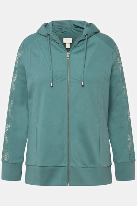Hoodiejacke, Spitze, Kapuze, Biobaumwolle