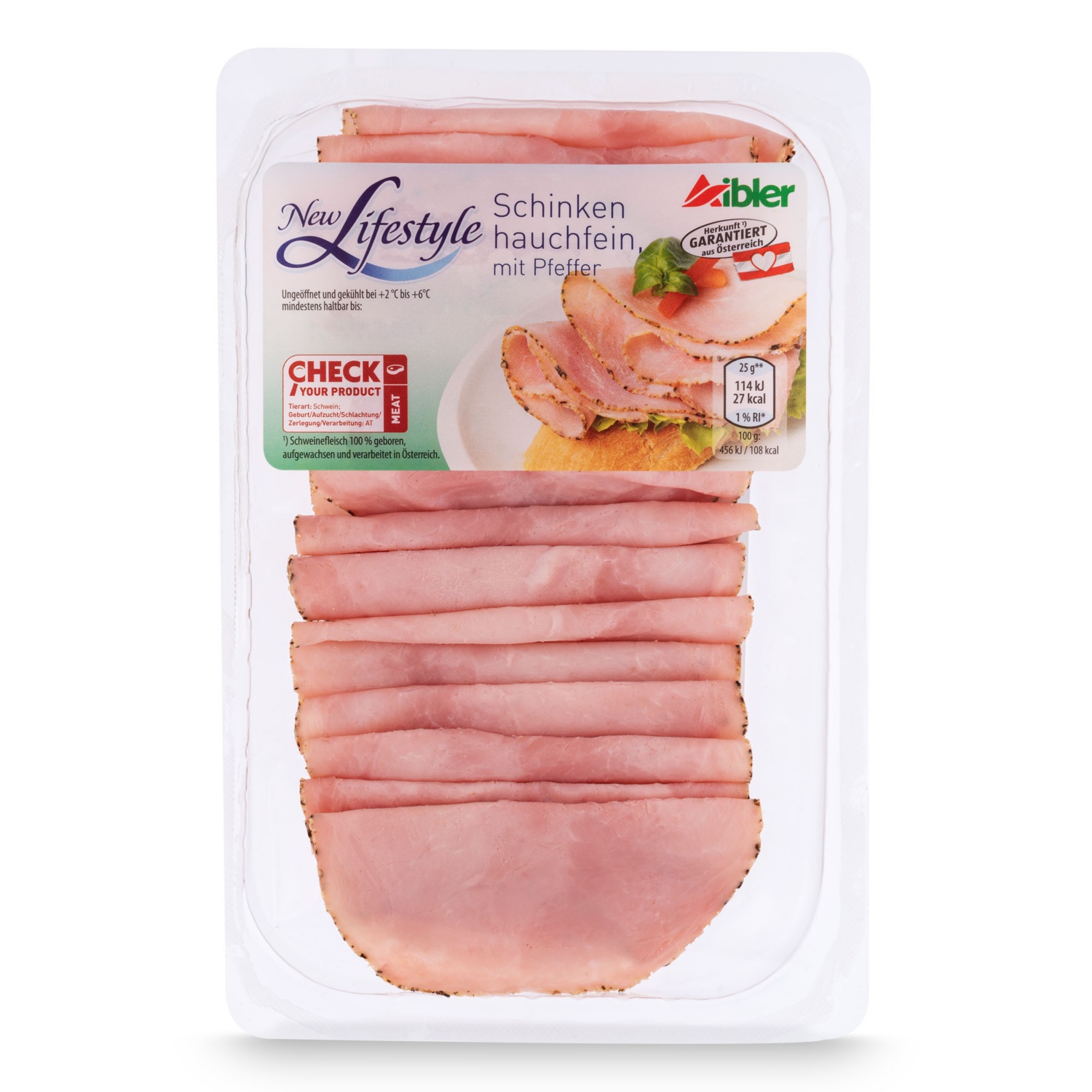 GENUSS 100% AUS ÖSTERREICH Aufschnitt hauchfein, Pfeffer 150 g