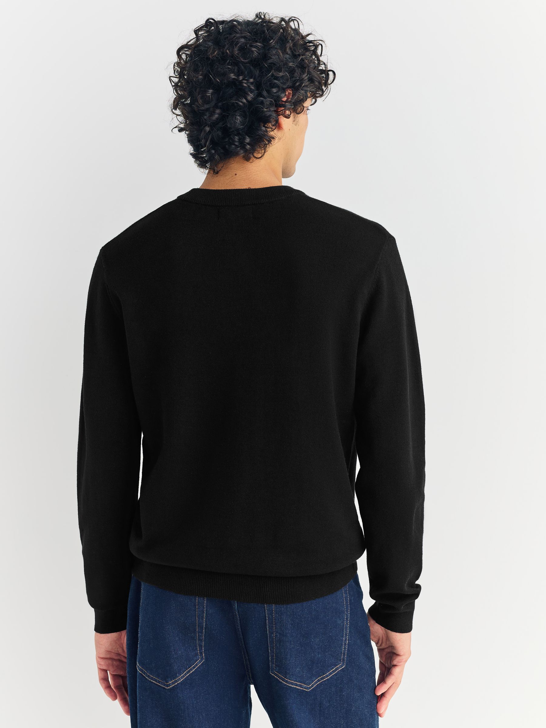 Zwart - Regular Fit Soft Touch Crew Neck Jumper
