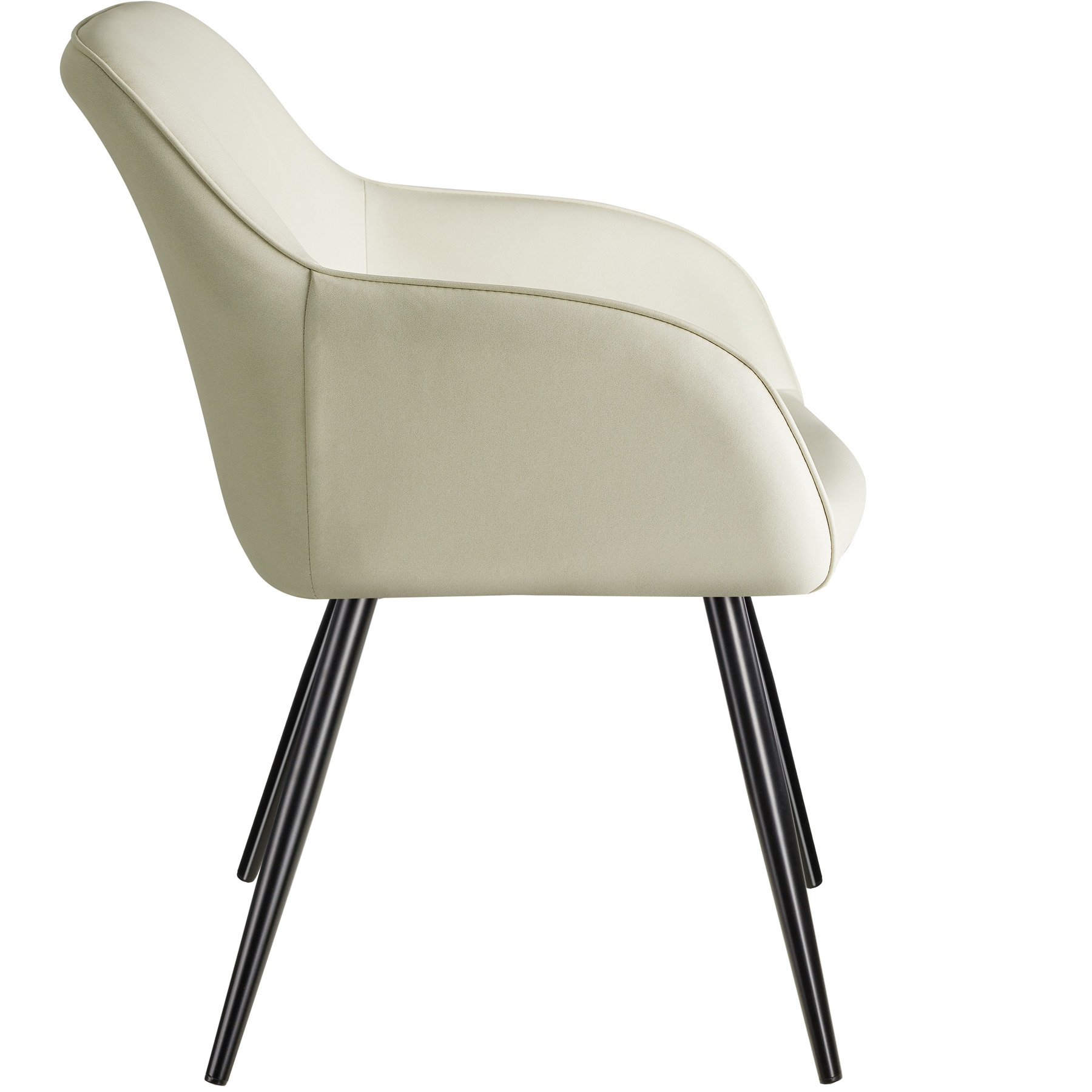 tectake® 6er Set Esszimmerstuhl, gepolstert mit Stoffbezug, schwarze Stahlbeine, 58 x 62 x 82 cm