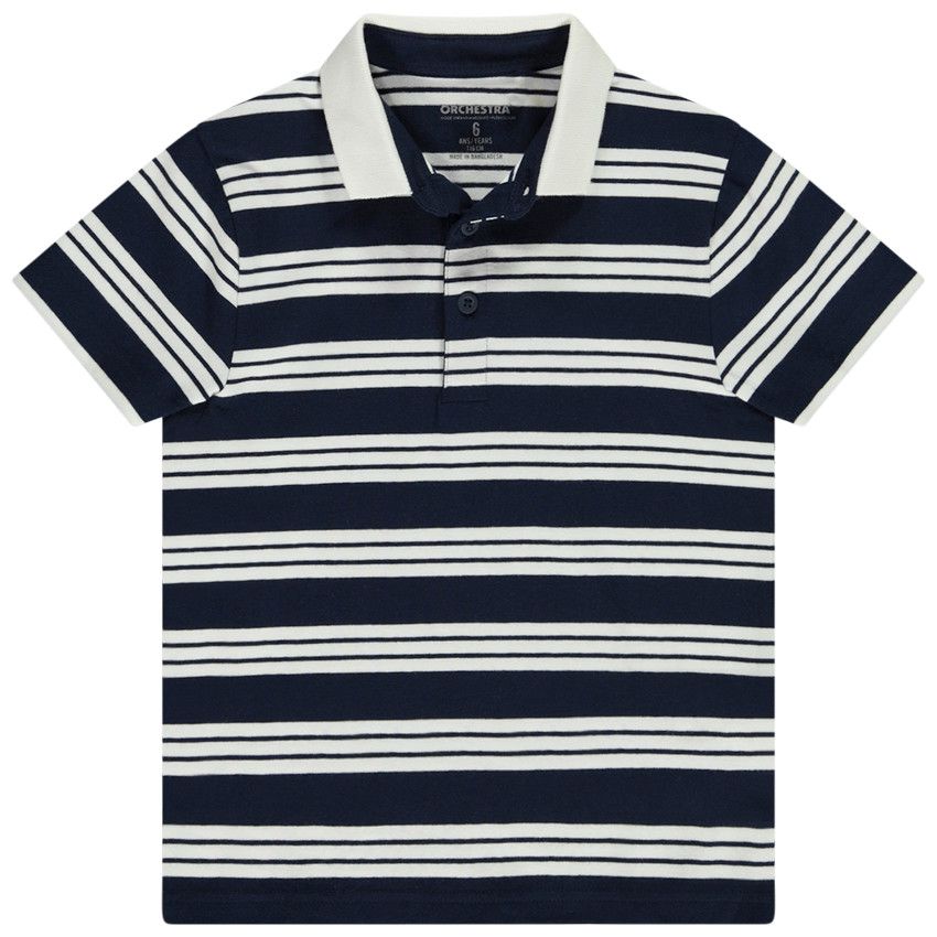 Polo manches courtes à rayures pour garçon - Bleu marine