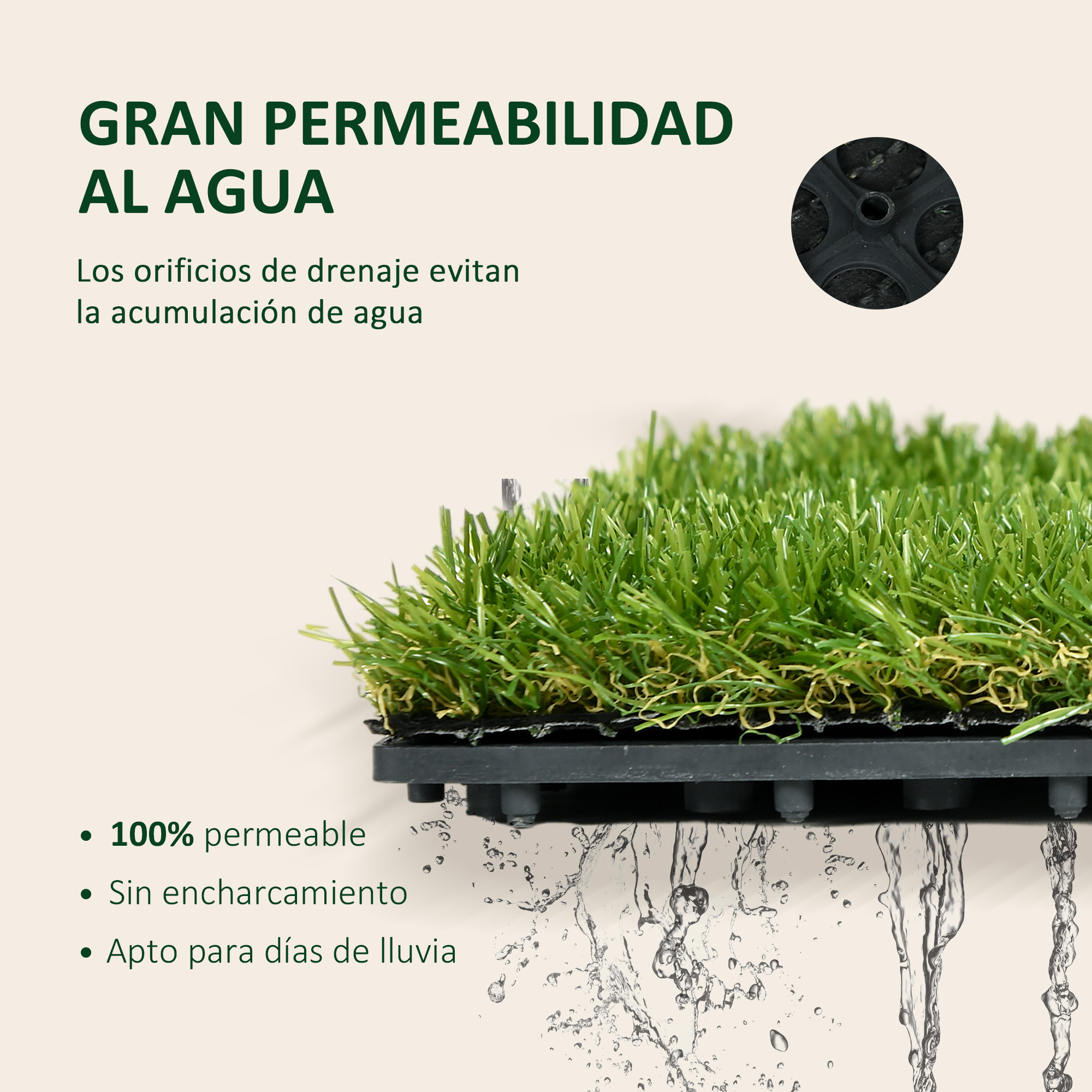 Grama artificial verde-escura Outsunny
